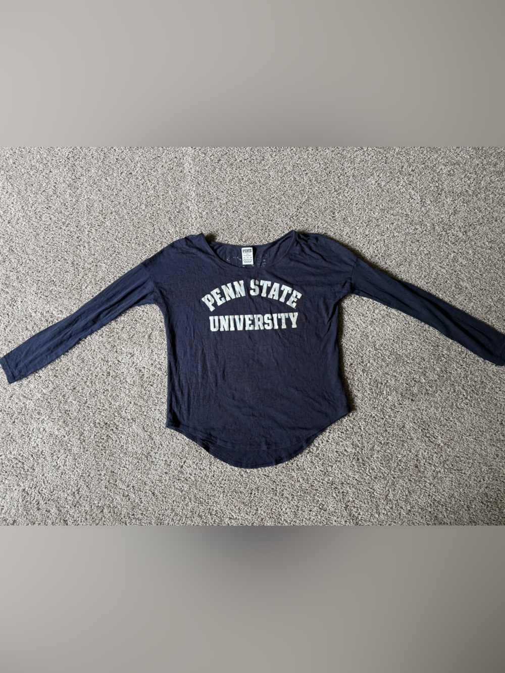 PINK Victoria's Secret Penn State University Navy Graphic Long Sleeve Tee